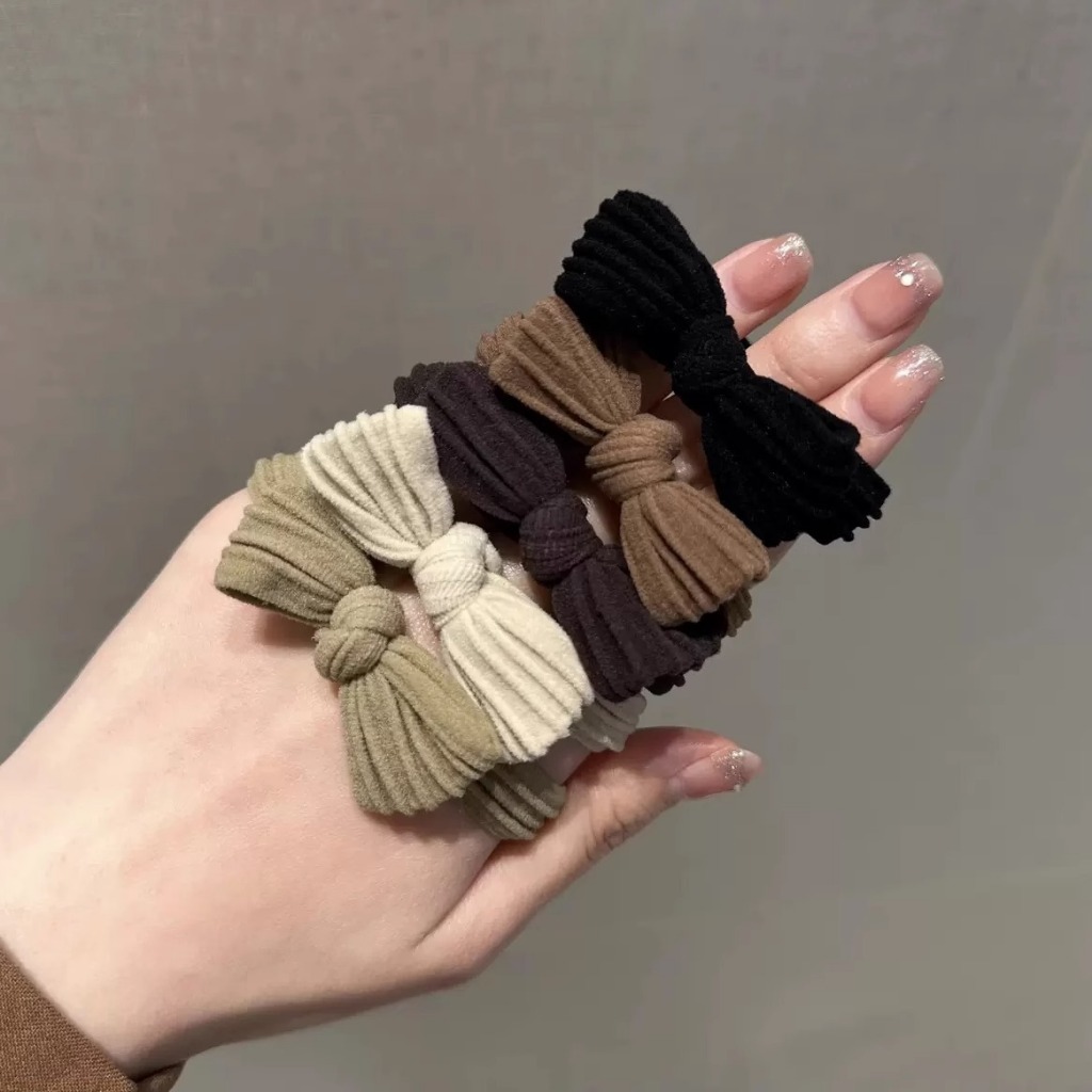 Dây buộc tóc co giãn phối nơ ruy băng thời trang thu đông phong cách Hàn Quốc cho nữ