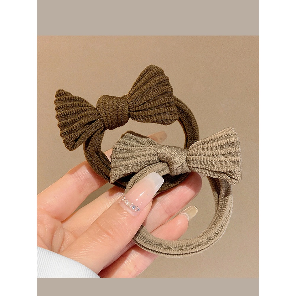 Dây buộc tóc co giãn phối nơ ruy băng thời trang thu đông phong cách Hàn Quốc cho nữ