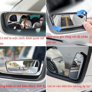 Gương Chiếu Hậu Tròn Nhỏ Góc Rộng 360 Độ Phản Quang Soi Điểm Mù Cho Xe Hơi