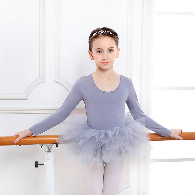 Mới Đầm Múa Ba Lê Tay Dài Phối Lưới Thiết Kế Dễ Thương Cho Bé Gái
