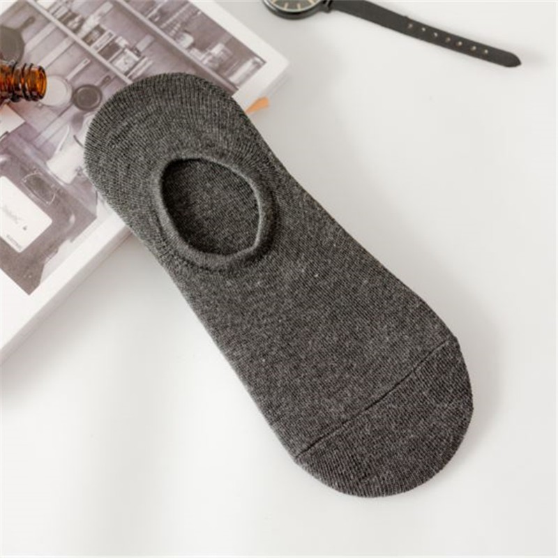 Vớ Thuyền cotton silicone Cổ Thấp Màu Trơn Chống Trượt Cho Nam