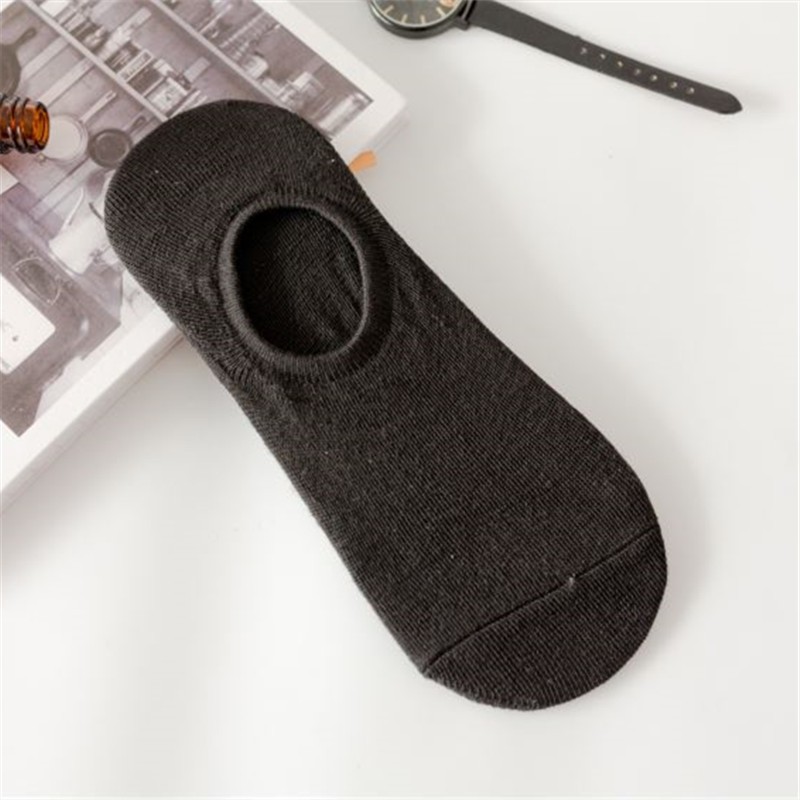 Vớ Thuyền cotton silicone Cổ Thấp Màu Trơn Chống Trượt Cho Nam