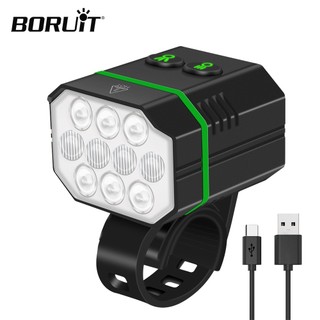Borouit đèn pha led siêu sáng chống thấm nước ip67 có thể sạc lại loại c dành cho xe đạp