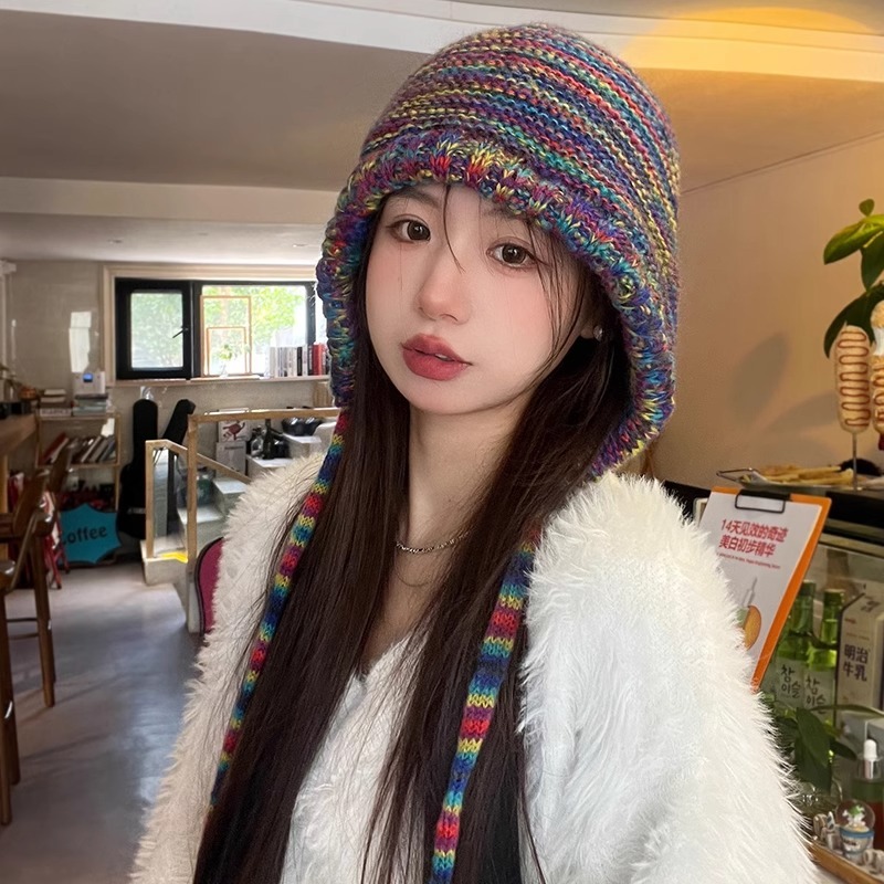 Mũ Len Dệt Kim Màu gradient Thời Trang Thu Đông Cho Nữ