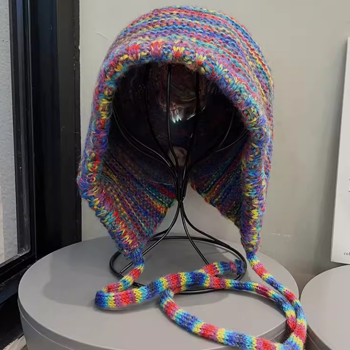 Mũ Len Dệt Kim Màu gradient Thời Trang Thu Đông Cho Nữ