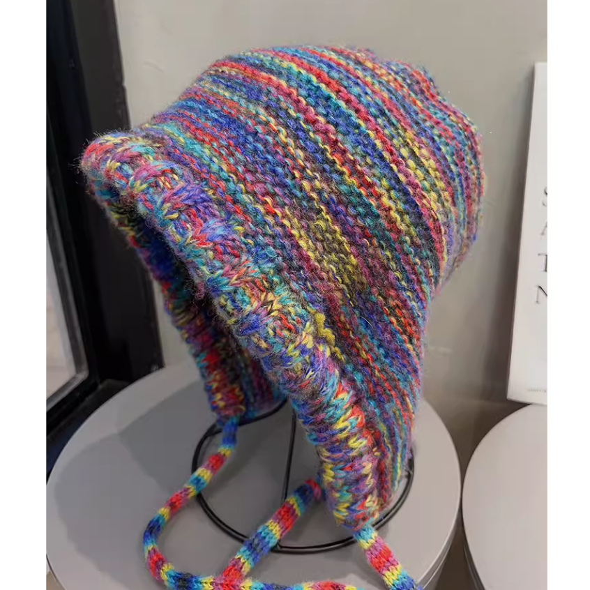 Mũ Len Dệt Kim Màu gradient Thời Trang Thu Đông Cho Nữ