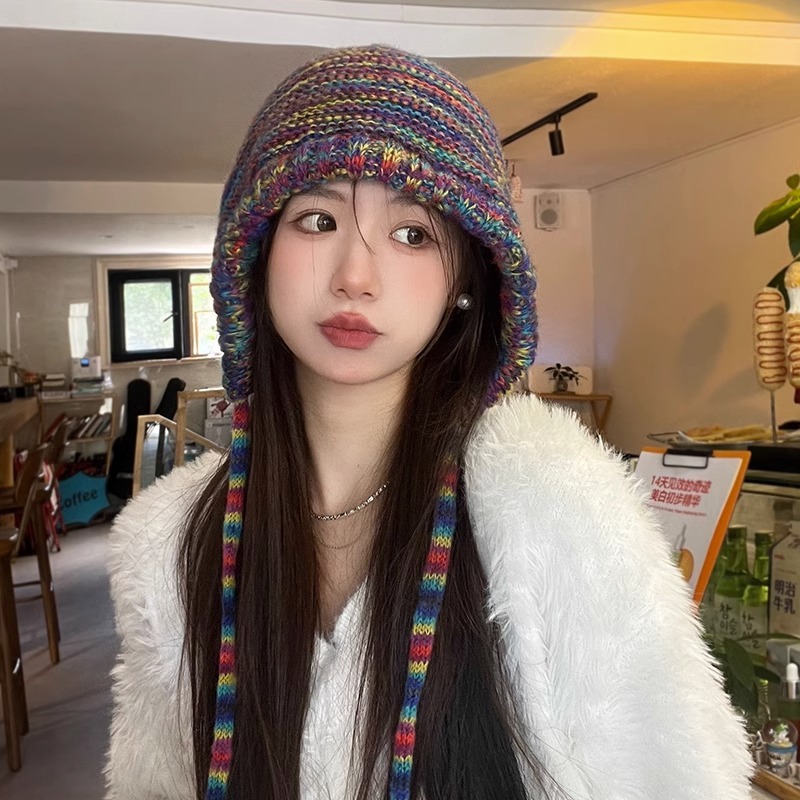 Mũ Len Dệt Kim Màu gradient Thời Trang Thu Đông Cho Nữ