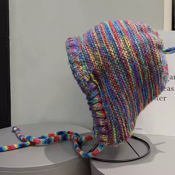 Mũ Len Dệt Kim Màu gradient Thời Trang Thu Đông Cho Nữ