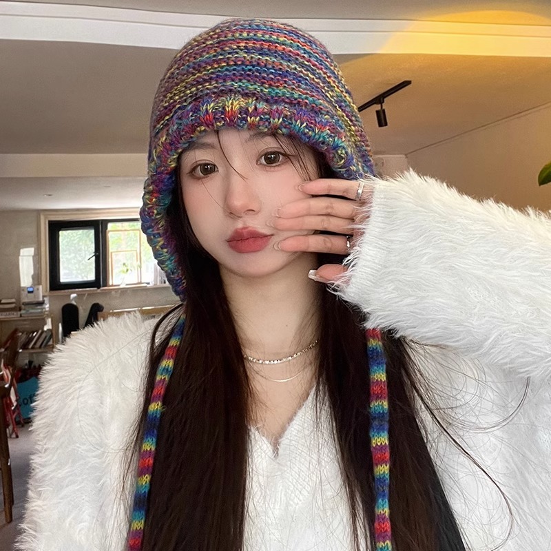 Mũ Len Dệt Kim Màu gradient Thời Trang Thu Đông Cho Nữ