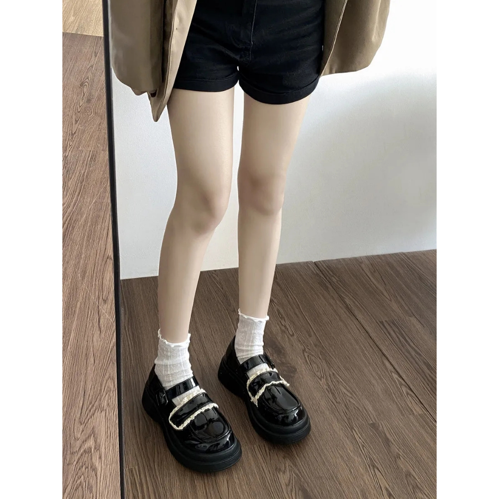 Giày Mary Jane Mới Giày Da Mũi Tròn Đế Dày Phong Cách retro Cho Nữ