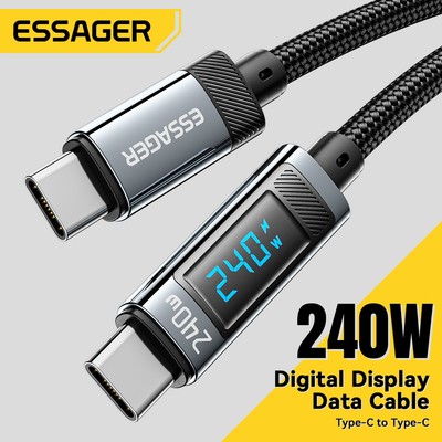 Cáp sạc nhanh ESSAGER 240W Type C sang Type C 3.1 cho laptop điện thoại