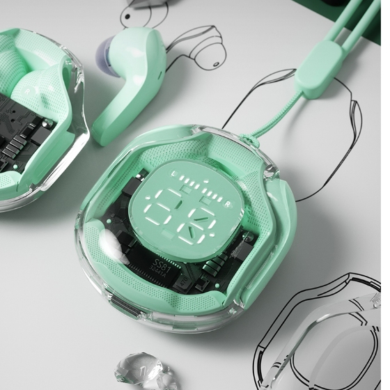 Tai nghe Bluetooth SPRISE T8 TWS không dây cao cấp  đầy màu sắc có dây buộc/vỏ/đèn LED HiFi khử tiếng ồn nhét tai trong suốt Điều khiển cảm ứng | BigBuy360 - bigbuy360.vn