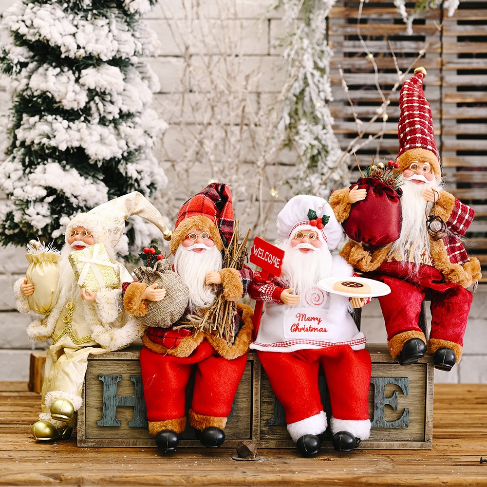 Santa Claus Christmas Ornaments Decorations Traditional Sitting Christmas Santa Claus Figure Xmas Decoration