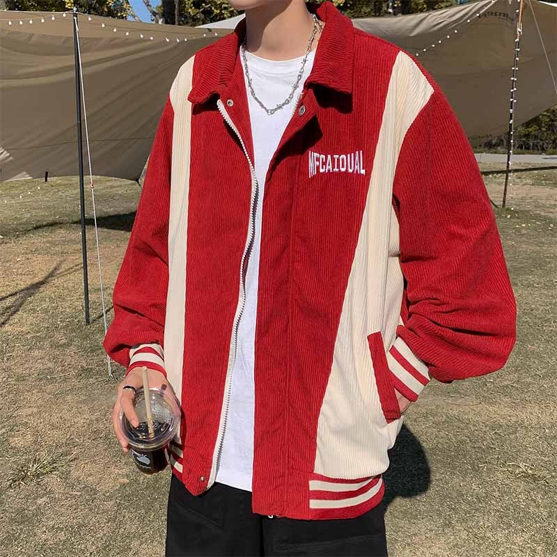 Áo Khoác Bóng Chày Dáng Rộng Phối Màu Tương Phản Kiểu Mỹ Thời Trang Thu Đông Cho Nam