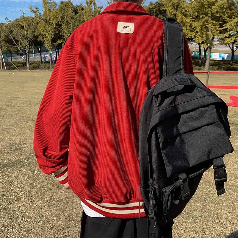 Áo Khoác Bóng Chày Dáng Rộng Phối Màu Tương Phản Kiểu Mỹ Thời Trang Thu Đông Cho Nam