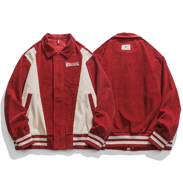 Áo Khoác Bóng Chày Dáng Rộng Phối Màu Tương Phản Kiểu Mỹ Thời Trang Thu Đông Cho Nam