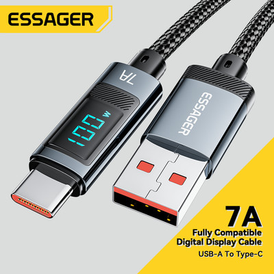 Dây cáp ESSAGER sạc nhanh / truyền dữ liệu 100w USB sang Type C cho huawei oppo 7a