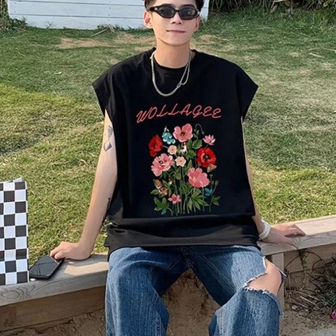 ✦AFFLIGA✦ Áo thun AFFLIGE không tay dáng rộng phong cách Hồng Kông thời trang mùa hè dành cho cặp đôi size M-3XL