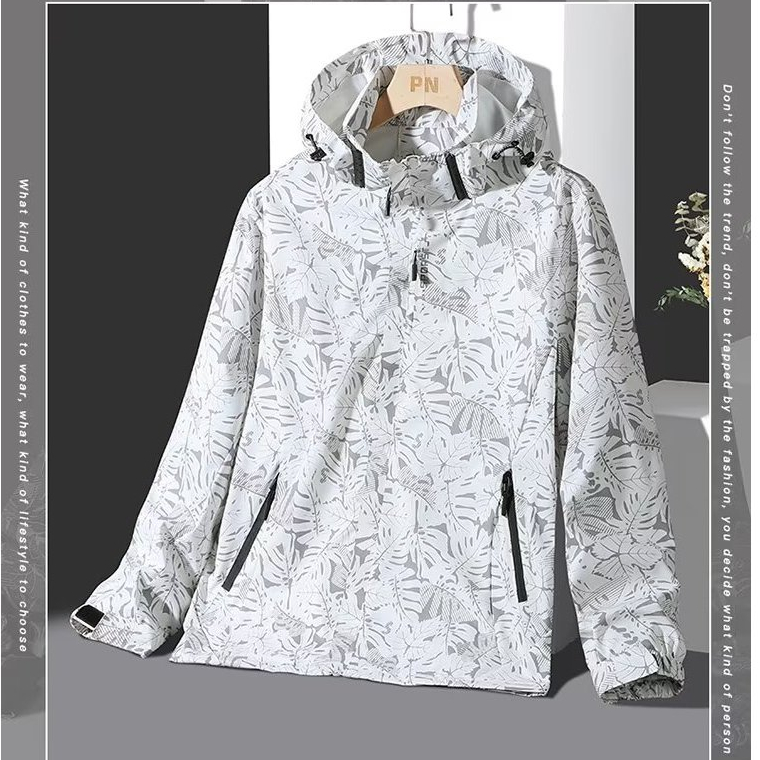 Hanlu Áo Khoác Tay Dài Có Nón In Họa Tiết Đơn Giản Chống Gió Chống Nước Thoải Mái Thời Trang Cho Nam