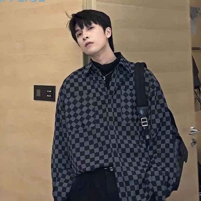 ✦AFFLIGA✦ Áo Khoác Sơ Mi Caro Đa Năng Có Túi Thời Trang Hàn Quốc Cho Nam