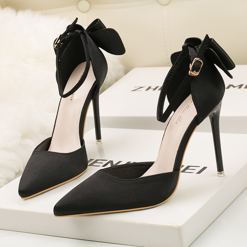 Hong Kong Premium shoes❥  Giày cao gót sandal quai ngang mũi nhọn phong cách Hàn Quốc mới thời trang ngọt ngào