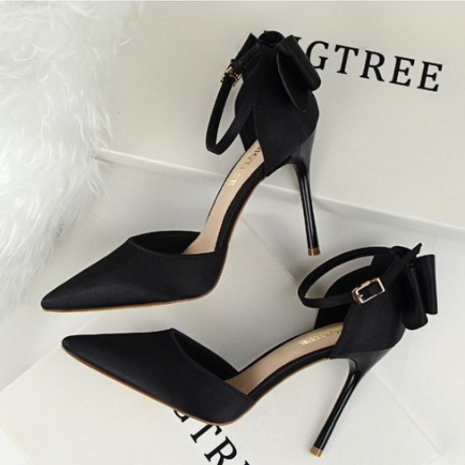 Hong Kong Premium shoes❥  Giày cao gót sandal quai ngang mũi nhọn phong cách Hàn Quốc mới thời trang ngọt ngào