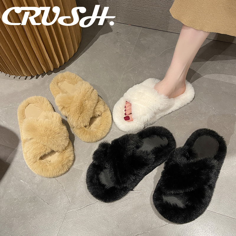 C＆S  Dép bông Dép Lông Phủ Lông Dày Đế Cao 2cm Dễ Thương Thời Trang Mùa Thu ĐôngFMR23A0BIX 42Z231018