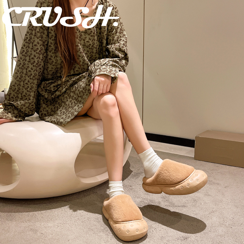 C＆S  dép nữ Dép bông Phủ Lông Dày Đế Cao 5cm Dễ Thương Thời Trang Mùa Thu Đông FDL23A0BEC 42Z231018