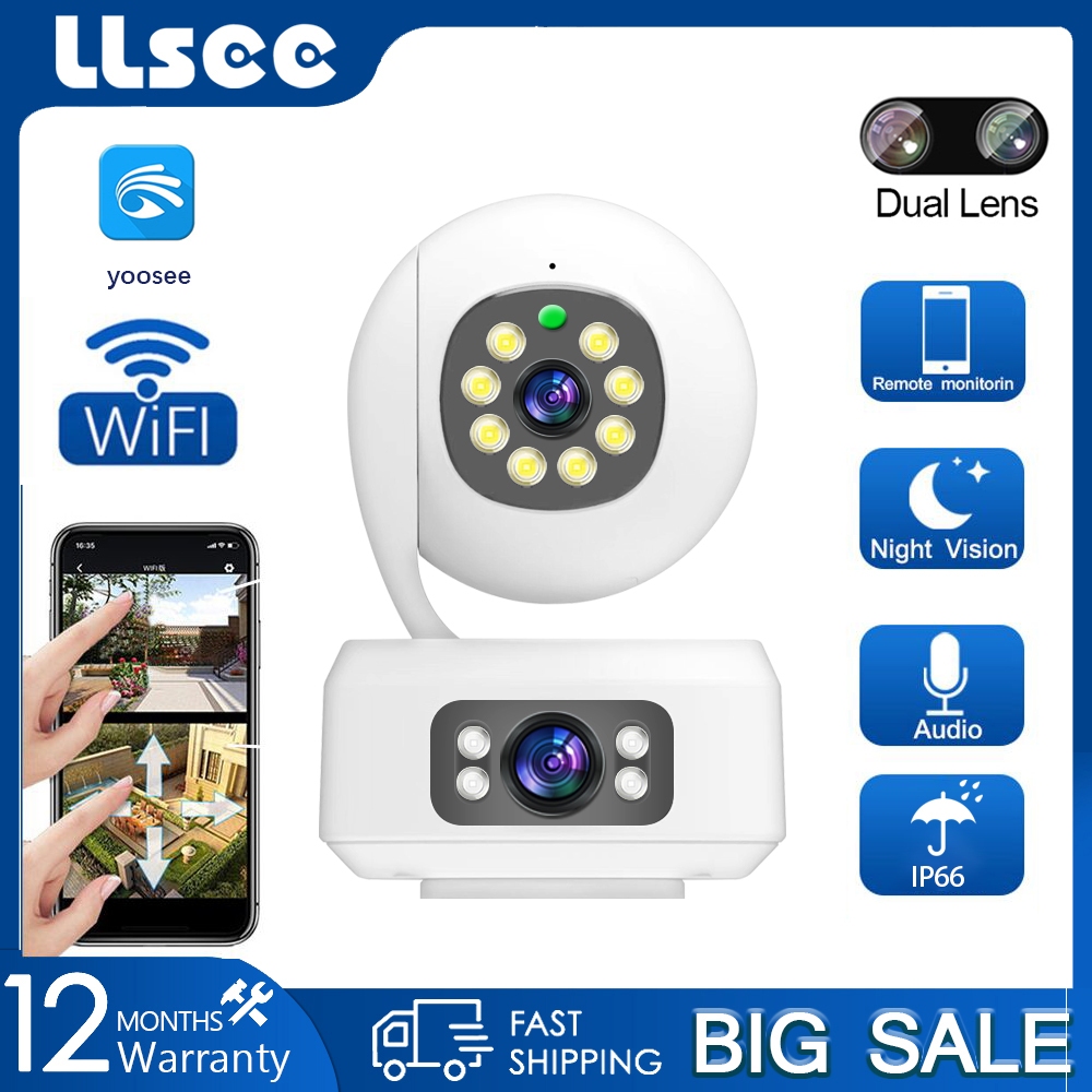 LLSEE yosee camera 2 mắt - Mini camera trong nhà wifi không dây, 4.0MP HD Home Wireless Connect Điện thoại di động Xem trực tiếp cuộc gọi hai chiều IR Night Vision Theo dõi di động cuộc gọi hai chiều