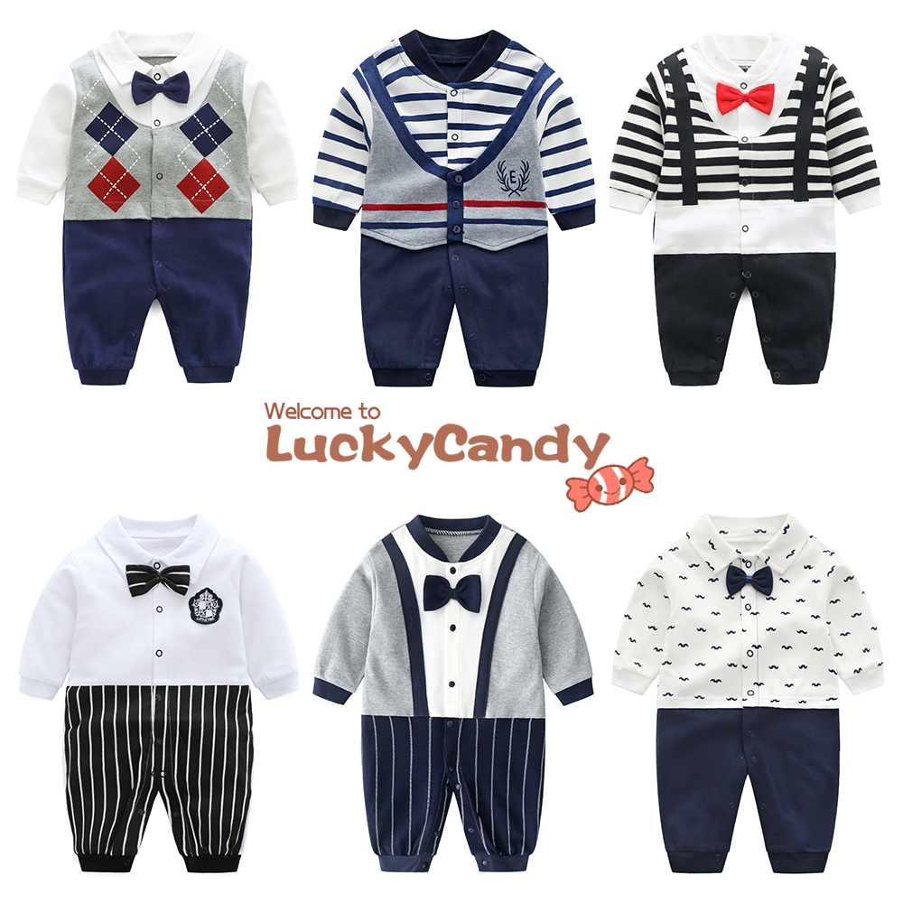 Áo liền quần Luckycandy dài tay phong cách thời trang cho bé