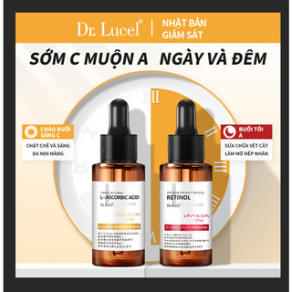 Nhật Bản DR.Lucel SÁNG DÙNG VITAMIN C TỐI DÙNG RETINOL Double A Chai True C Chai Tinh Chất Làm Trắng Da Chống Nhăn Chống Oxy Hóa Bộ Chăm Sóc Da 37ml+37ml