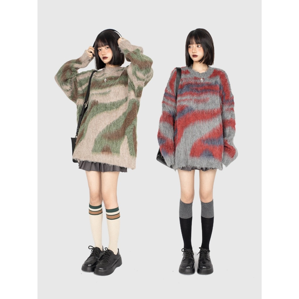 YOUTANG Áo sweater Chui Đầu Cổ Tròn Dáng Rộng Phong Cách Giáng Sinh Đơn Giản Mùa Thu Cho Nam Và Nữ