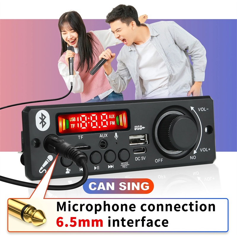 Bộ Khuếch Đại Âm Thanh Không Dây bluetooth 5.0 2 * 3w dc 5v mp3 wma 6w fm Cho Xe Hơi