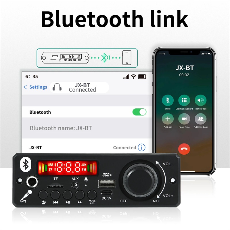Bộ Khuếch Đại Âm Thanh Không Dây bluetooth 5.0 2 * 3w dc 5v mp3 wma 6w fm Cho Xe Hơi