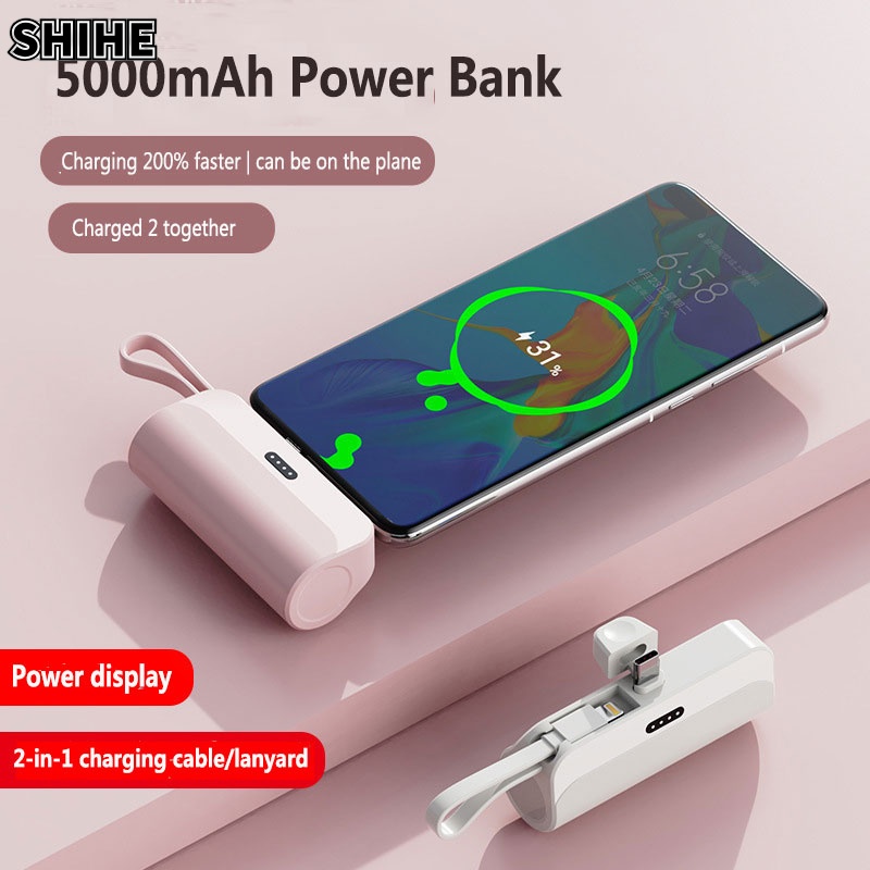 SHIHE Pin Sạc Dự Phòng Youpin 5000mAh Màu Trắng Đen Tiện Dụng Cho Apple Và Android