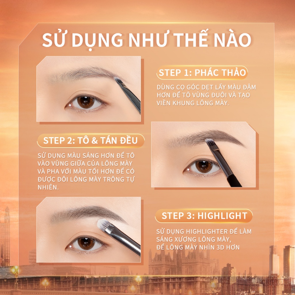 Focallure #Bảng Phấn Trang Điểm Lông Mày Đa Năng Màu Hổ Phách Chống Thấm Nước Lâu Trôi