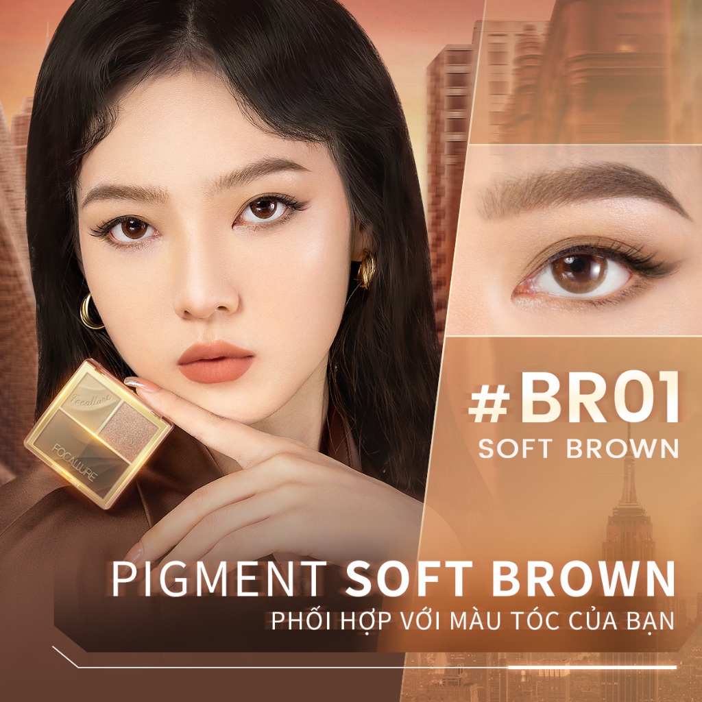 Focallure #Bảng Phấn Trang Điểm Lông Mày Đa Năng Màu Hổ Phách Chống Thấm Nước Lâu Trôi