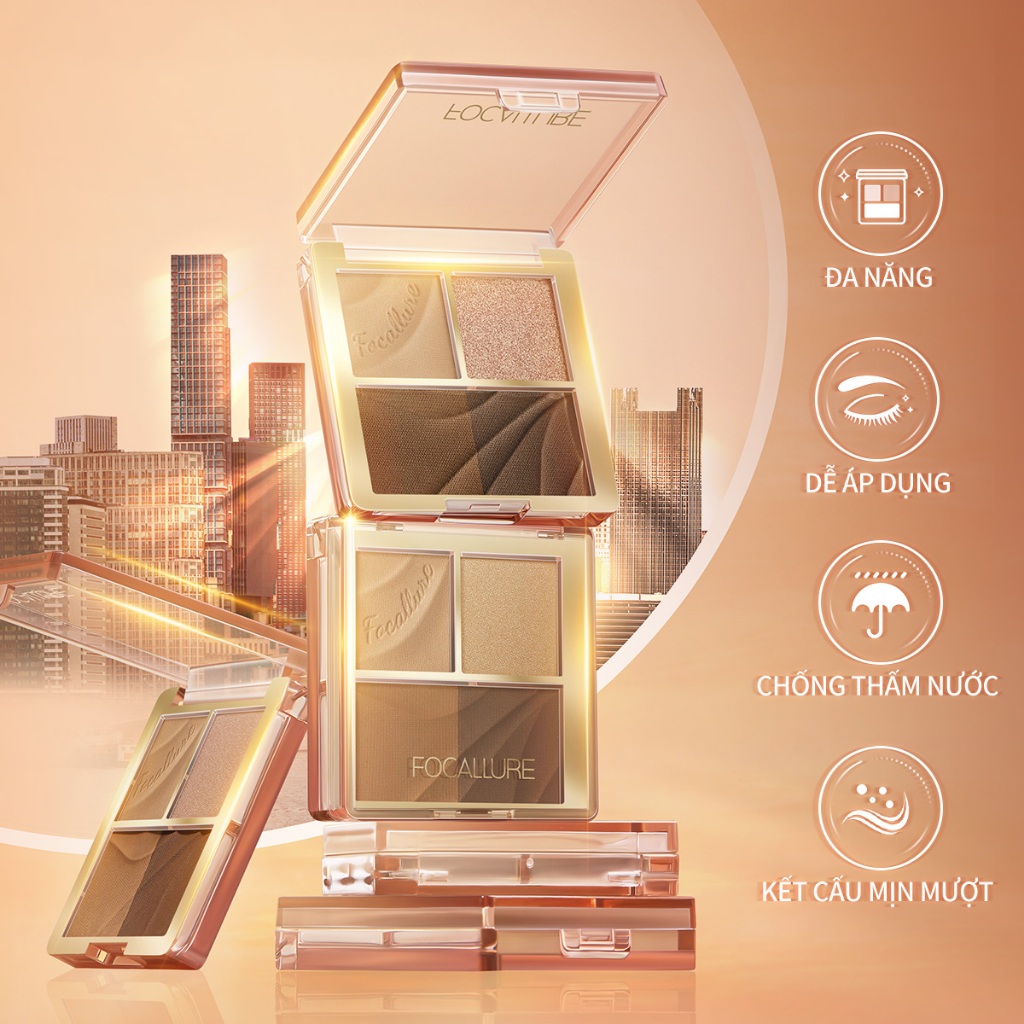 Focallure #Bảng Phấn Trang Điểm Lông Mày Đa Năng Màu Hổ Phách Chống Thấm Nước Lâu Trôi