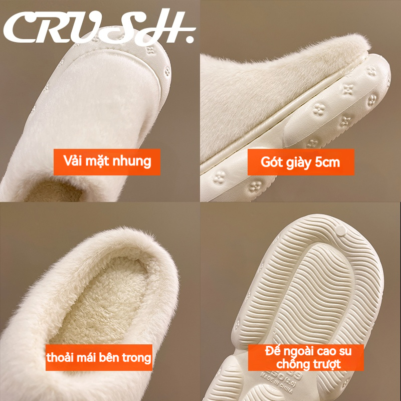 C＆S  dép nữ Dép bông Phủ Lông Dày Đế Cao 5cm Dễ Thương Thời Trang Mùa Thu Đông FDL23A0BEC 42Z231018