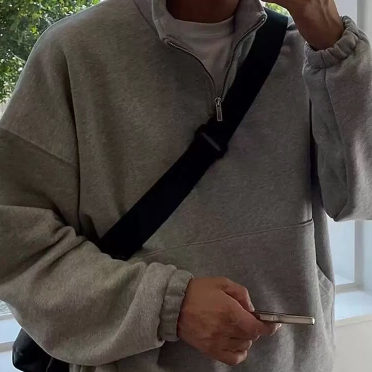 Áo sweater Tay Dài Cổ Cao Dáng Rộng Phong Cách Hàn Quốc Thời Trang Thu Đông Cho Nam