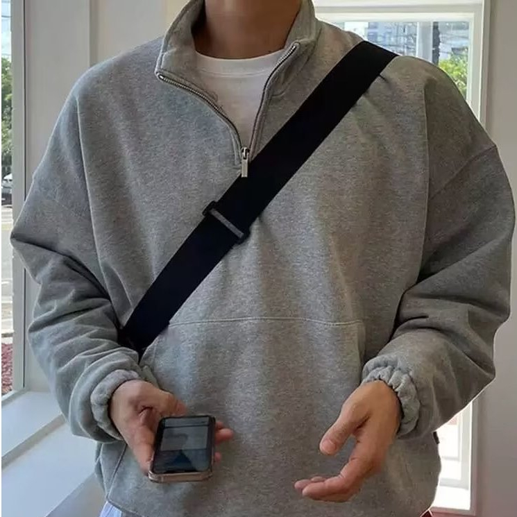 Áo sweater Tay Dài Cổ Cao Dáng Rộng Phong Cách Hàn Quốc Thời Trang Thu Đông Cho Nam