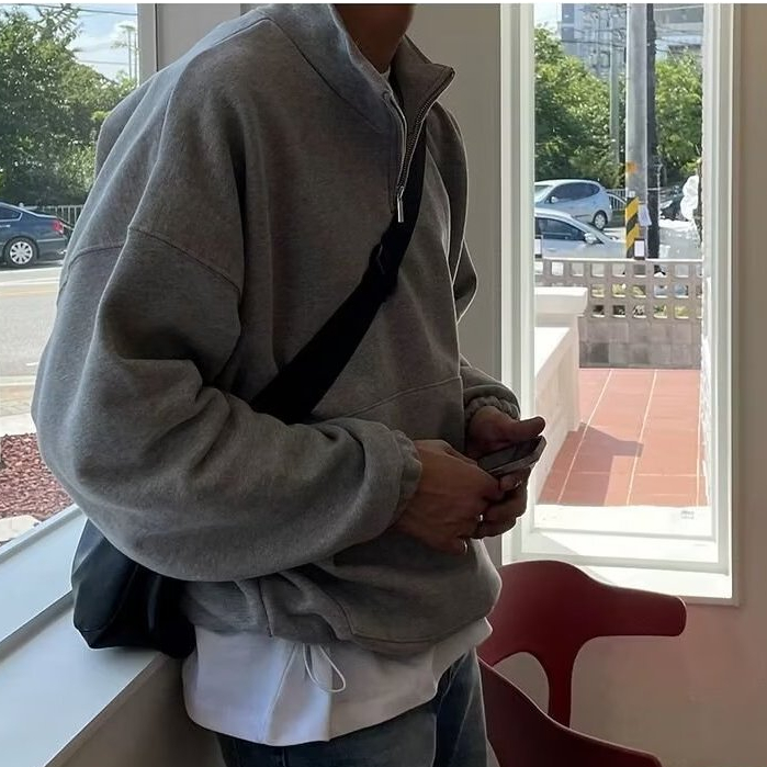 Áo sweater Tay Dài Cổ Cao Dáng Rộng Phong Cách Hàn Quốc Thời Trang Thu Đông Cho Nam