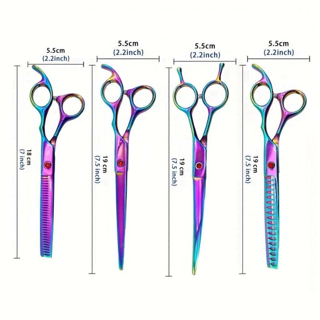 Kéo cắt tóc thú cưng chuyên nghiệp 7.5 Inch, Bộ kéo cong màu cho thú cưng