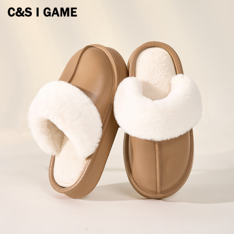 C＆S  Dép bông Dép Lông dép bánh mì nữ đi trong nhà ĐẾ CAO SU  FMR23A0BOK 42Z231018