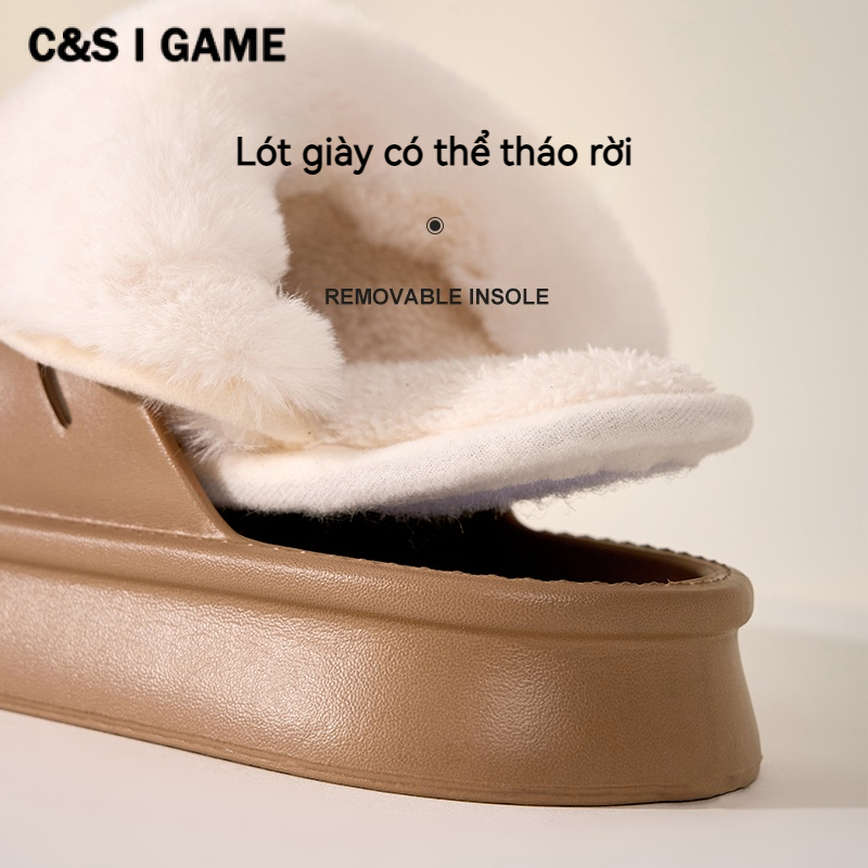 C＆S  Dép bông Dép Lông dép bánh mì nữ đi trong nhà ĐẾ CAO SU  FMR23A0BOK 42Z231018