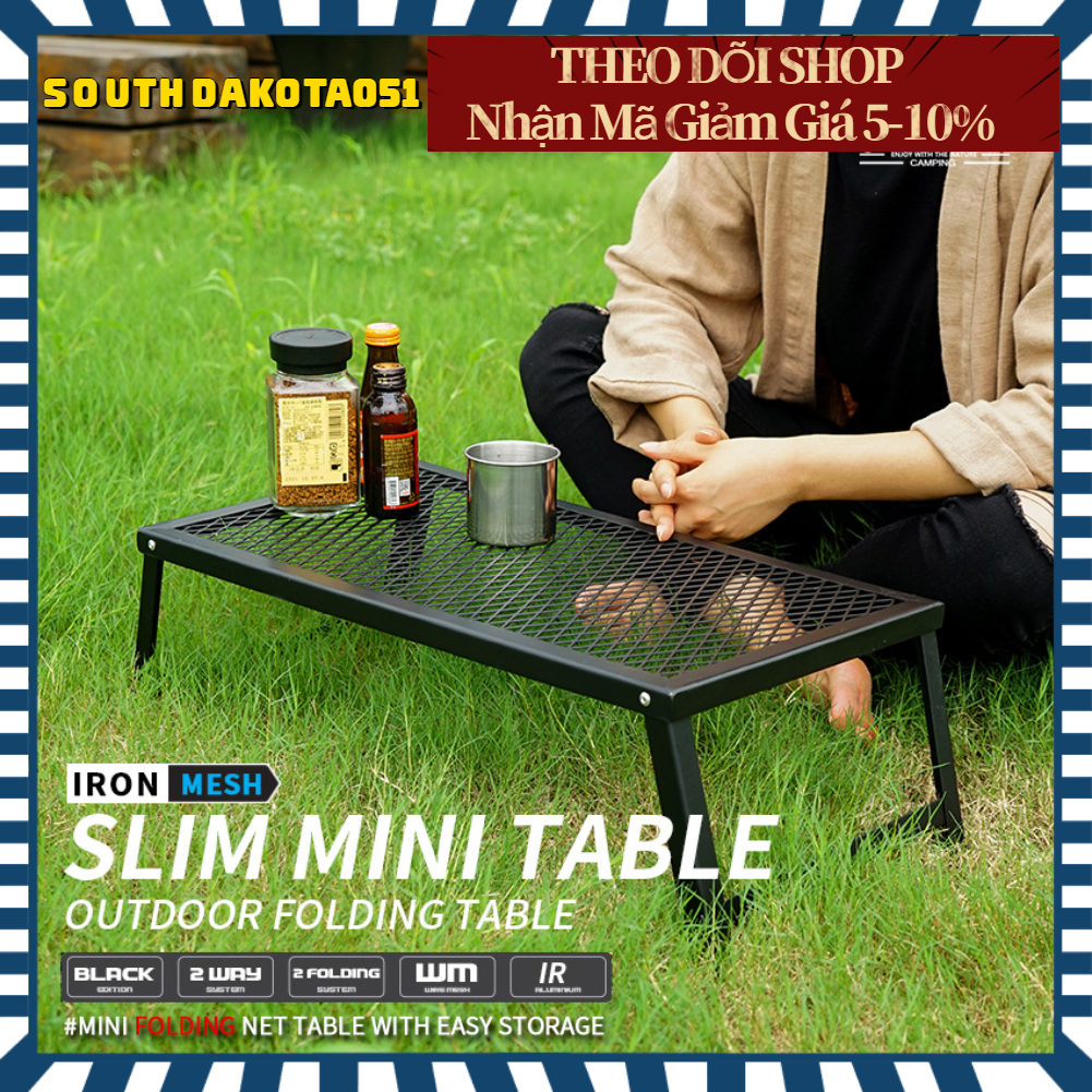 Bàn lưới Gấp Gọn đựng đồ kiêm bếp nướng BBQ Di Động Chống Nước Cho dã ngoại du lịch Ngoài Trời