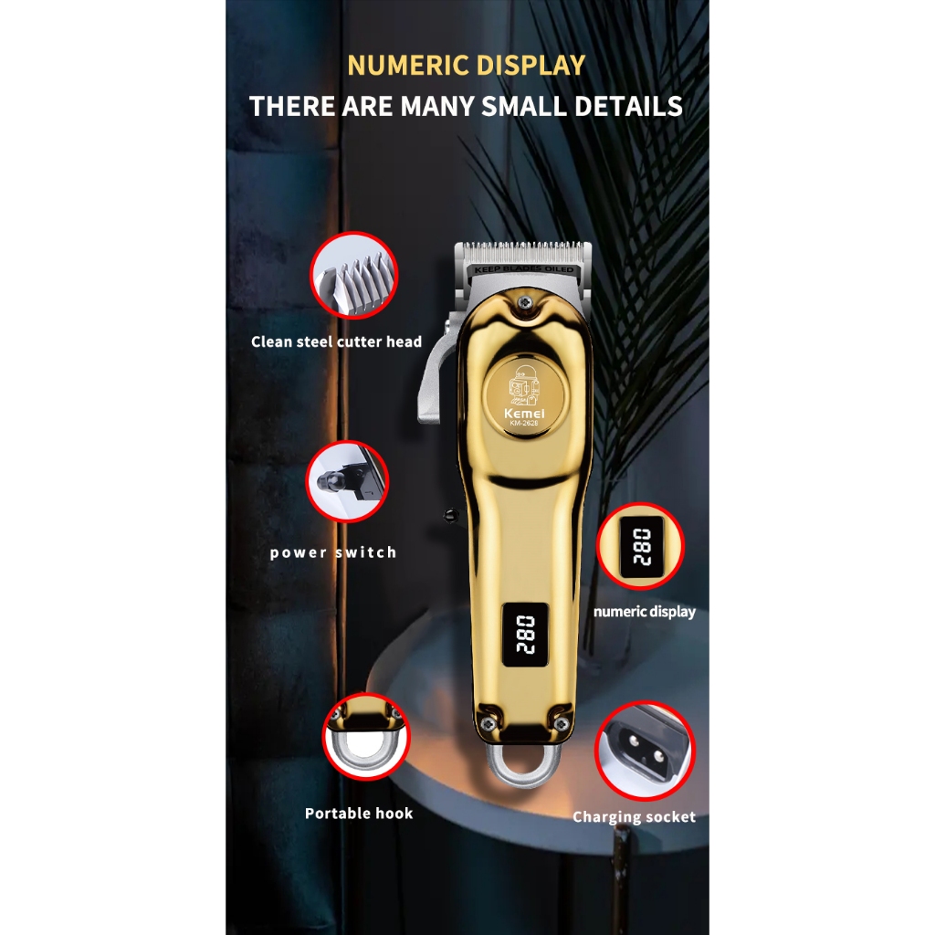 Kemei Tông Đơ Cắt Tóc Chuyên Nghiệp Không Dây Sạc Lại Được