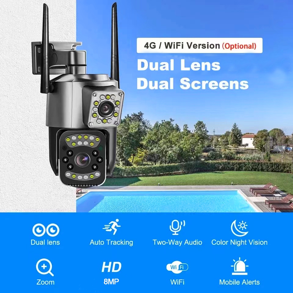 Aio camera An Ninh v380 pro 4g hd 8mp wifi Chống Thấm Nước Thông Minh Cho cctv
