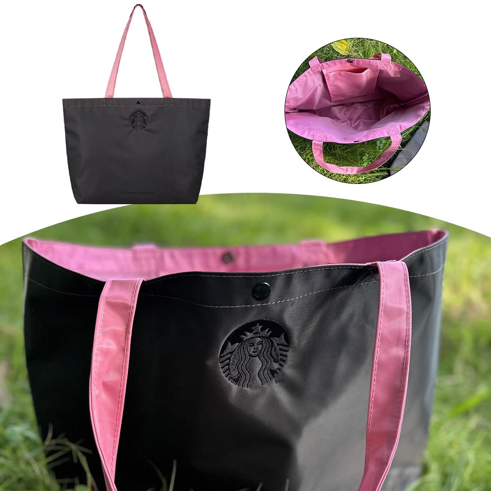 STARBUCKS 1 Túi Xách Vải oxford Thêu Chữ blackpink Đa Năng