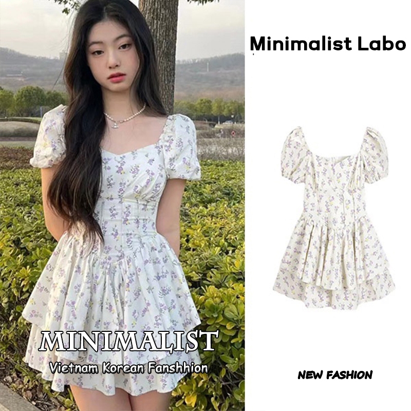 Minimalist Labo Đầm hoa dáng chữ A xếp tầng thời trang xinh xắn cho nữ